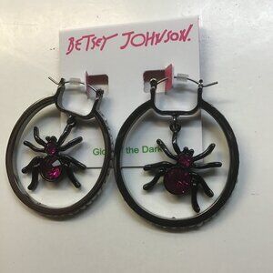 Betsey Johnson New Spider in Hoop Earrings